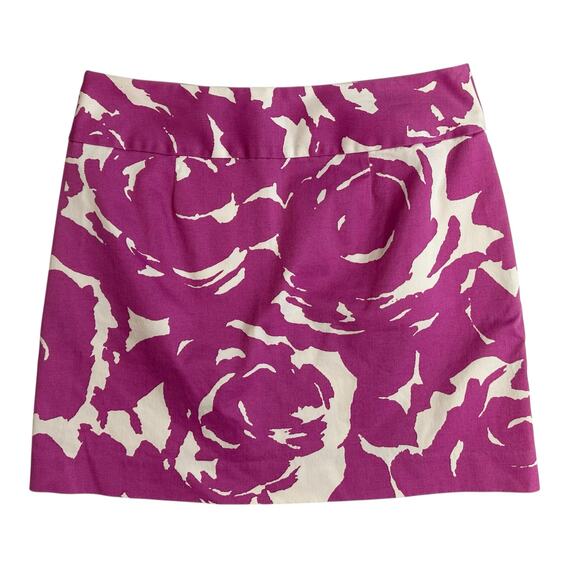 2/$15 Vintage Y2K J. Crew Floral Cotton Mini Skirt Purple Stretch Pockets Size 0 - Picture 3 of 6